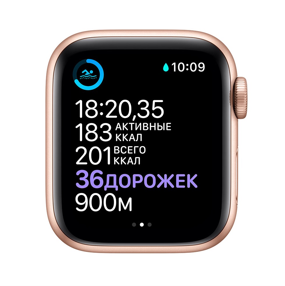 Фото — Apple Watch Series 6, 40 мм, алюминий золотого цвета, спортивный ремешок «розовый песок»