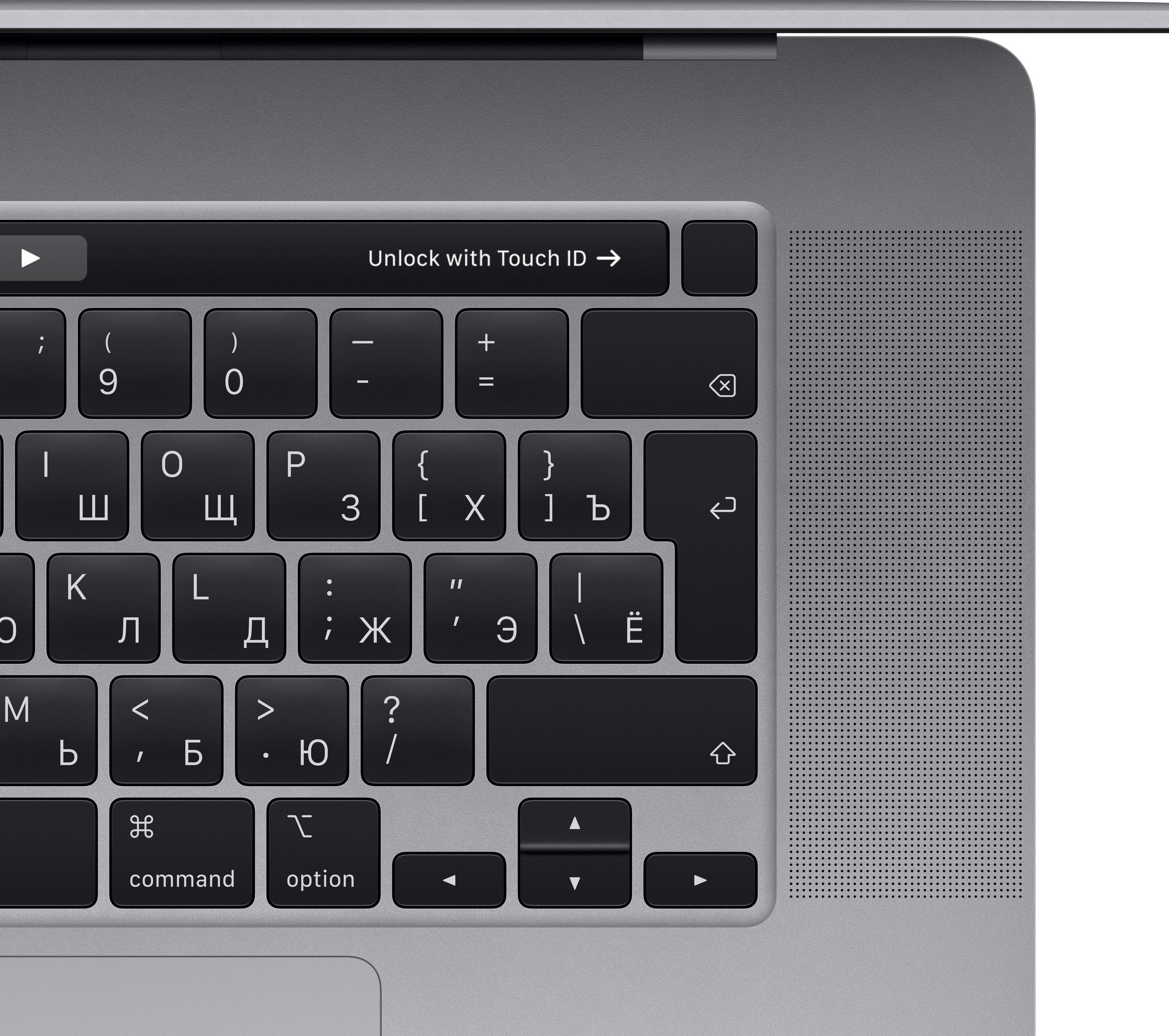 Фото — Apple MacBook Pro 16" 8 Core i9 2,4 ГГц, 64 ГБ, 2 ТБ SSD, Radeon Pro 5500M, Touch Bar,«серый космос»