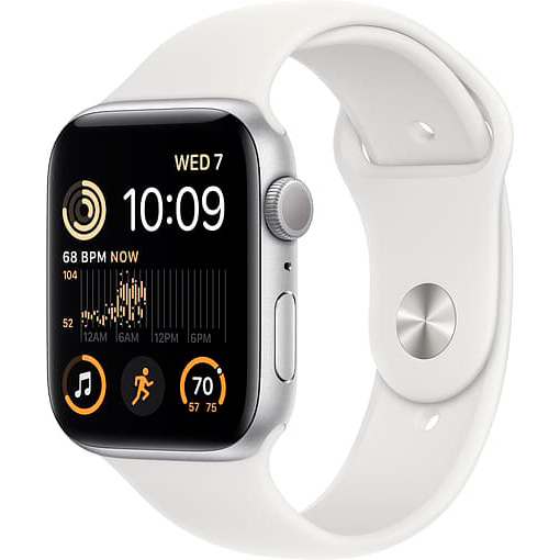 Фото — Apple Watch SE (2-е поколение), 44 мм, корпус из алюминия серебристого цвета