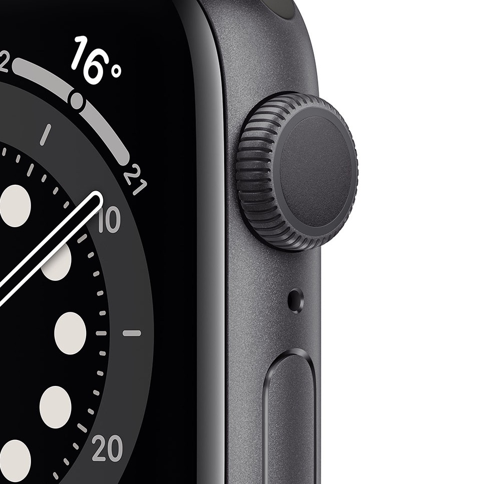 Фото — Apple Watch Series 6, 40 мм, алюминий цвета «серый космос», спортивный ремешок черного цвета