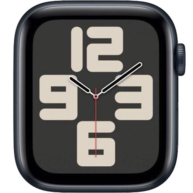 Фото — Apple Watch SE (2-е поколение 2023), 44 мм, алюминий цвета «тёмная ночь», S/M