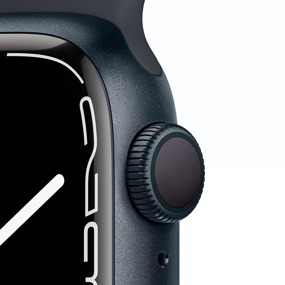 Фото — Apple Watch Series 7, 41 мм, корпус из алюминия «темная ночь», спортивный ремешок «темная ночь»