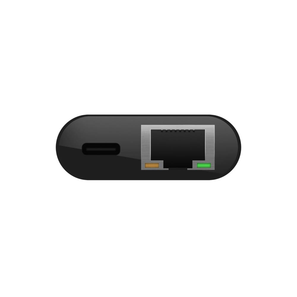 Фото — Адаптер Belkin USB-C Ethernet port + Charge Adapter, 60Вт, черный (INC001btBK)