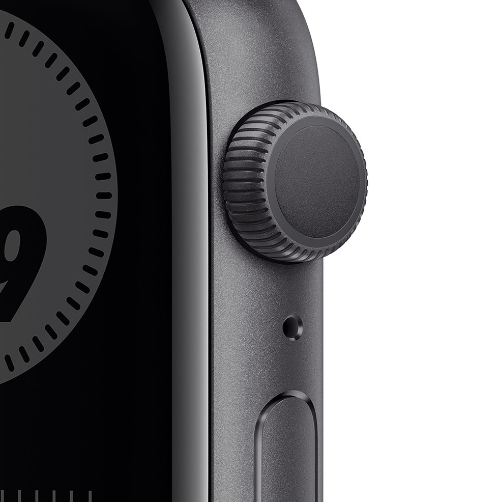 Фото — Apple Watch Nike Series 6, 44 мм, алюминий цвета «серый космос», ремешок Nike «антрацитовый/черный»