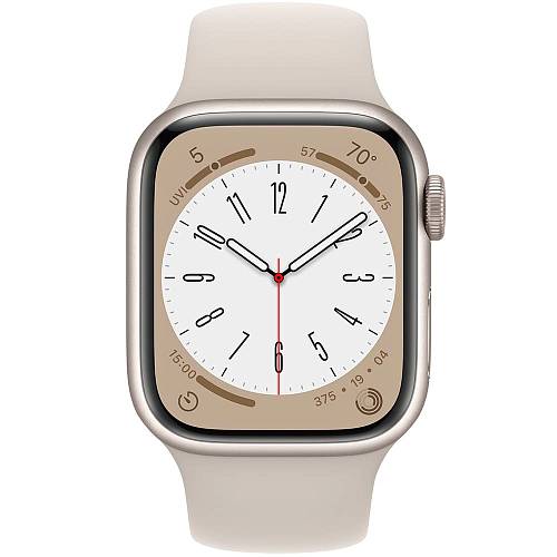 Apple Watch Series 8, 45 мм, корпус из алюминия цвета «сияющая звезда», ремешок золотого цвета, S/M