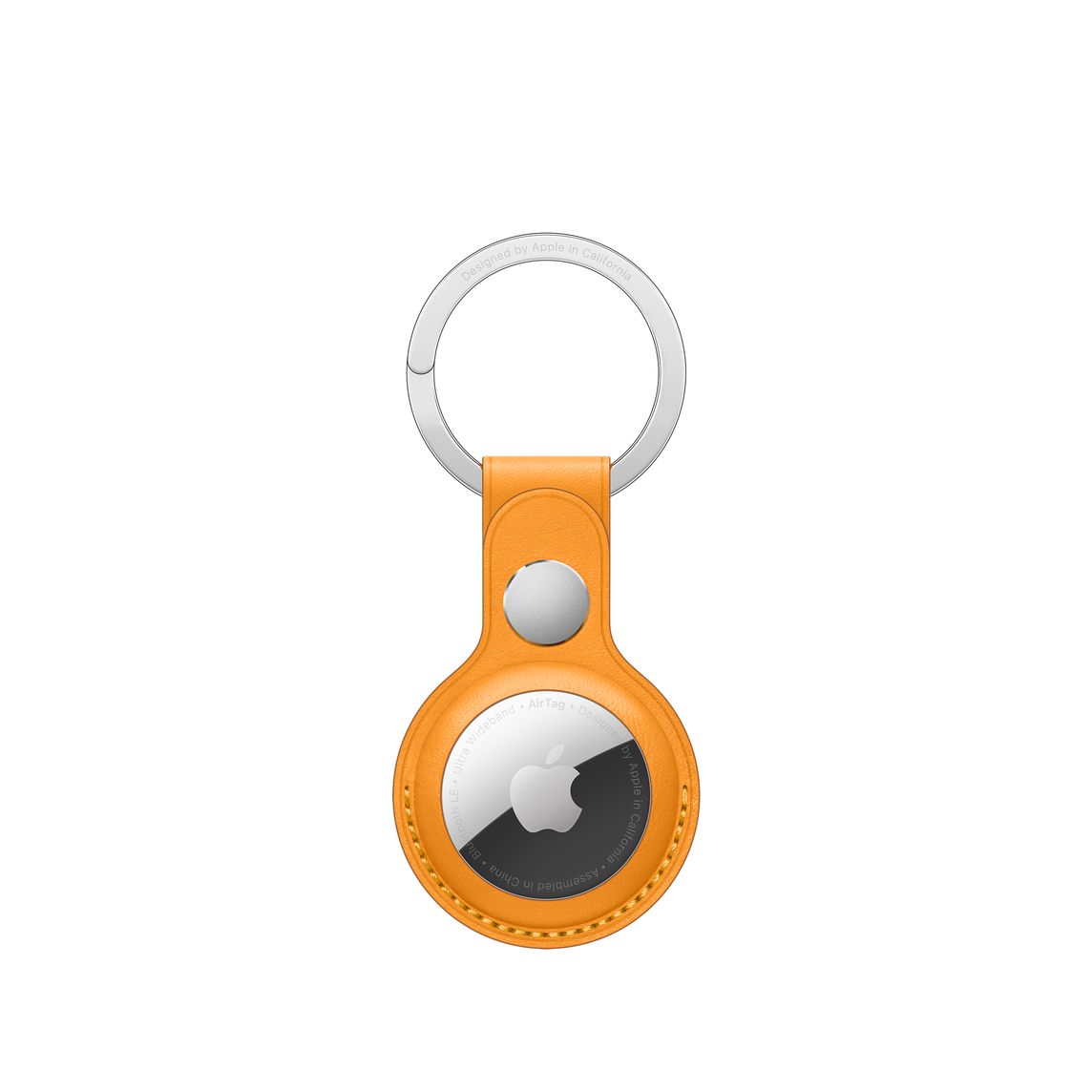Брелок для Apple AirTag с кольцом для ключей, кожа, «золотой апельсин»