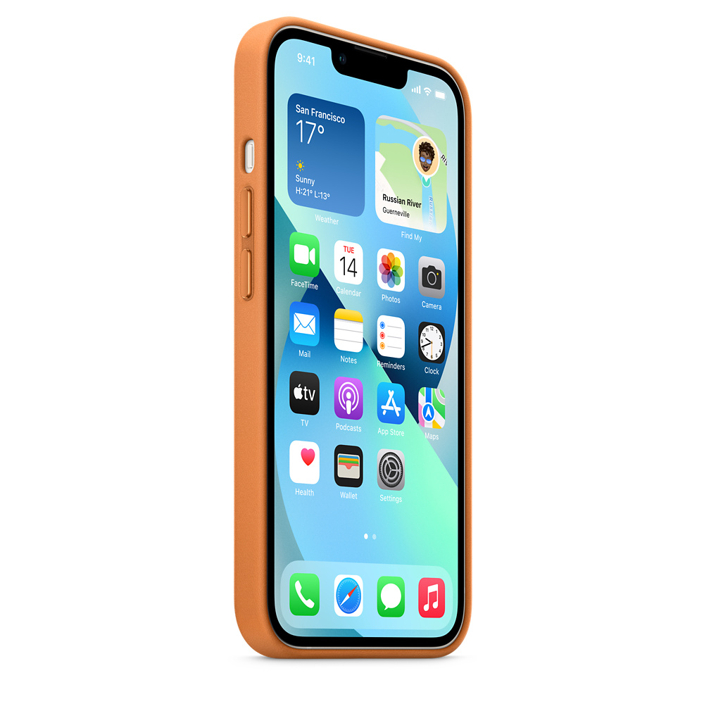 Фото — Чехол для смартфона MagSafe для iPhone 13, кожа, «золотистая охра»