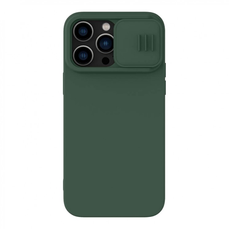 Фото — Чехол для смартфона Nillkin для iPhone 14 Pro Max CamShield Silky Magnetic Silicone, зеленый