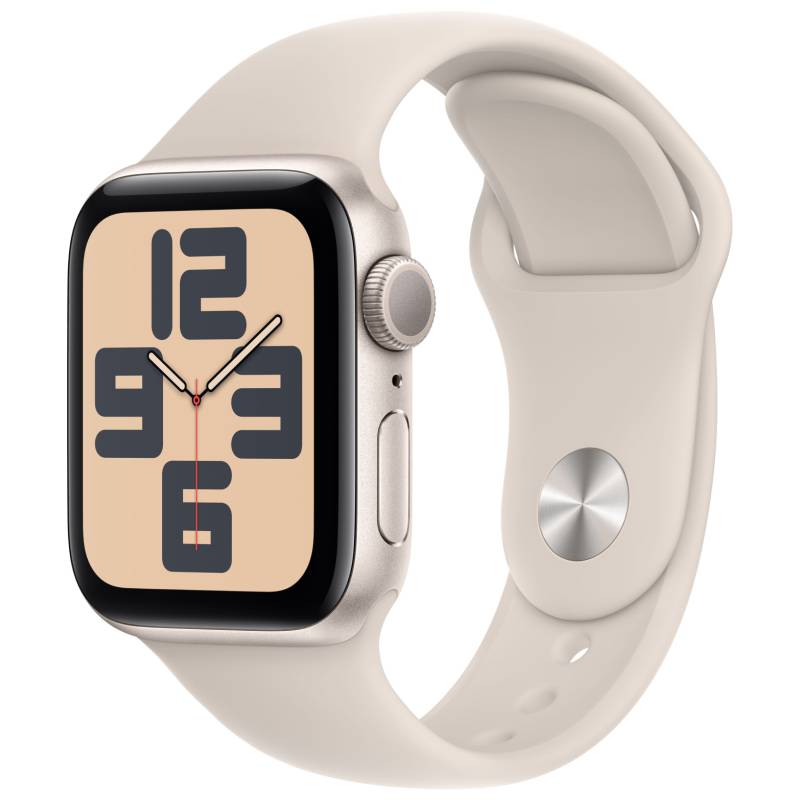 Фото — Apple Watch SE (2-е поколение 2023), 40 мм, алюминий цвета «сияющая звезда», S/M