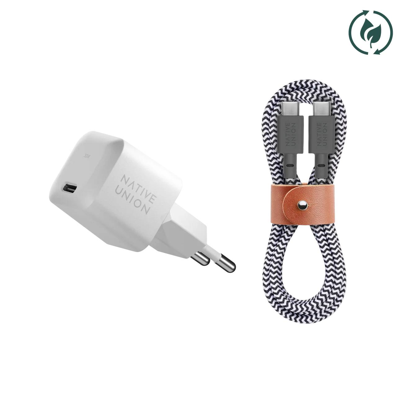 Фото — Зарядное устройство Native Union Fast GaN Charger USB-C, PD, 30Вт, с кабелем, белый