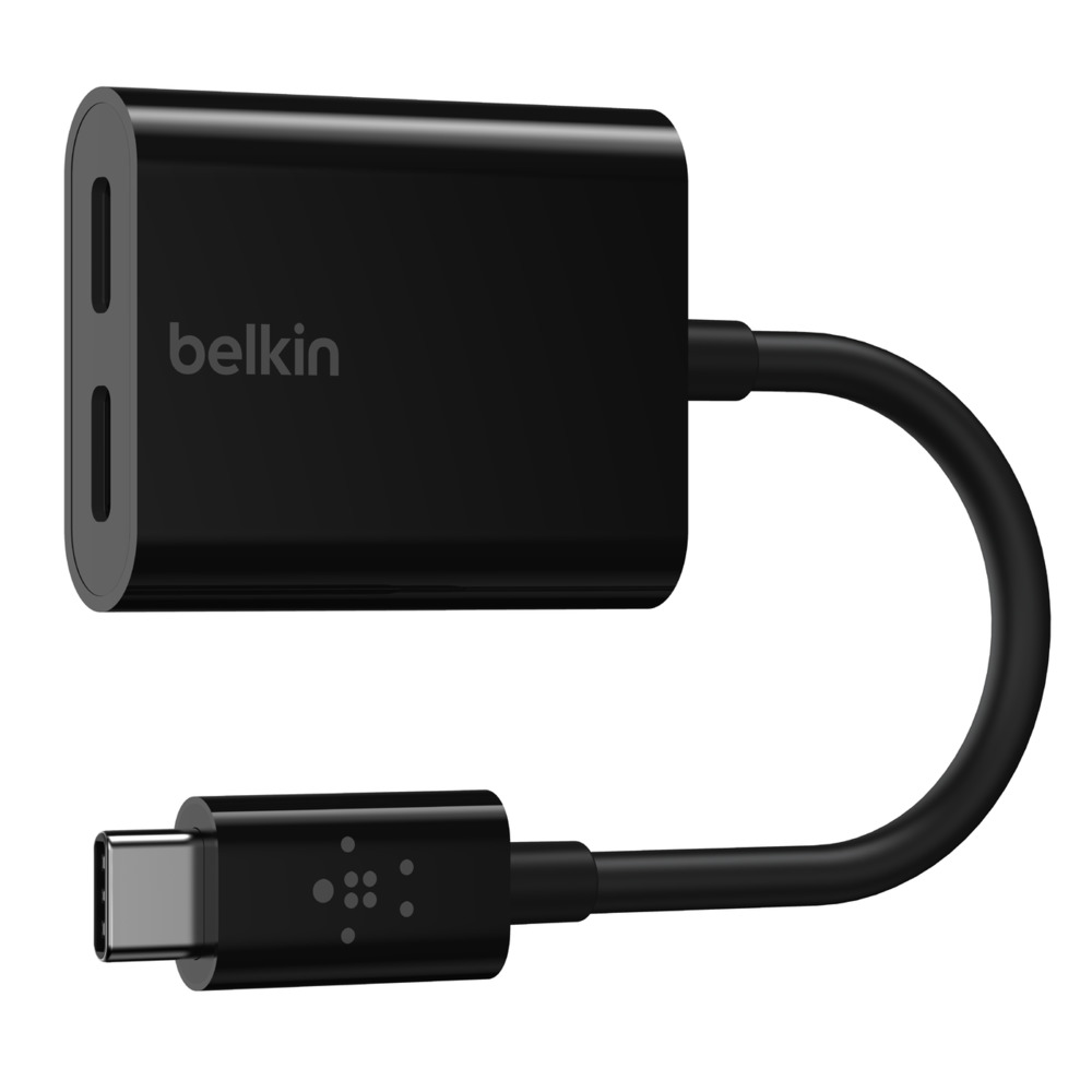 Адаптер Belkin 2xUSB-C - USB-C (AUDIO + CHARGE), черный