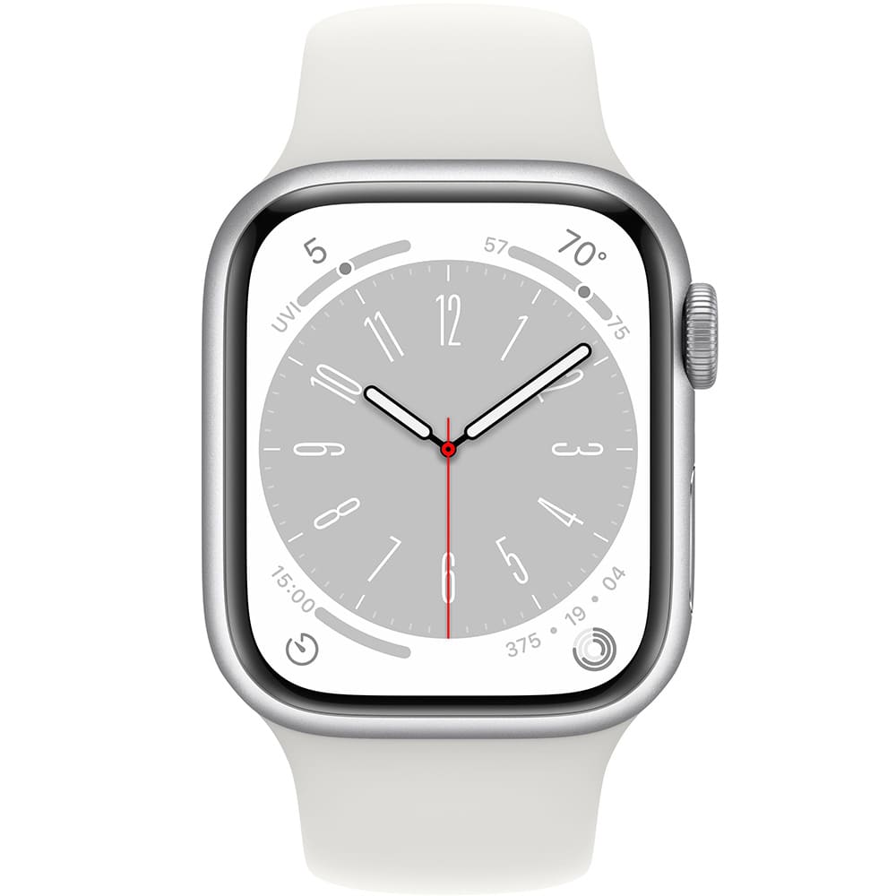 Apple Watch Series 8, 41 мм, корпус из алюминия серебристого цвета, ремешок серебристого цвета