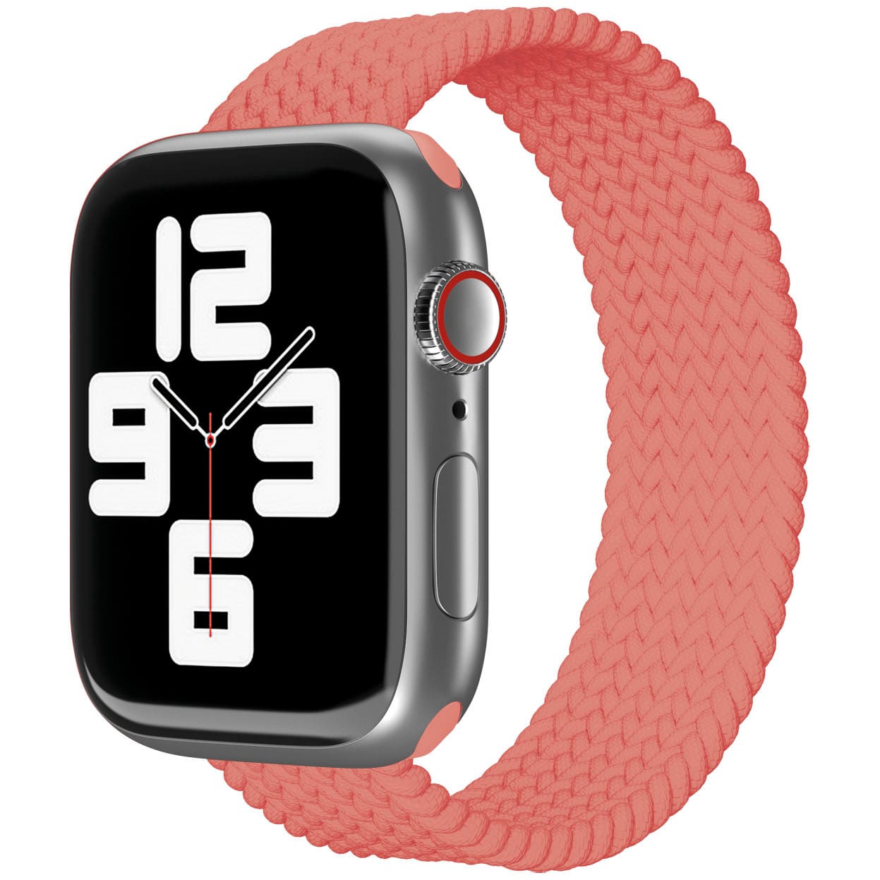 Фото — Ремешок для смарт-часов vlp для Apple Watch 38/40/41, L/XL, 2шт, нейлоновый плетёный, коралловый
