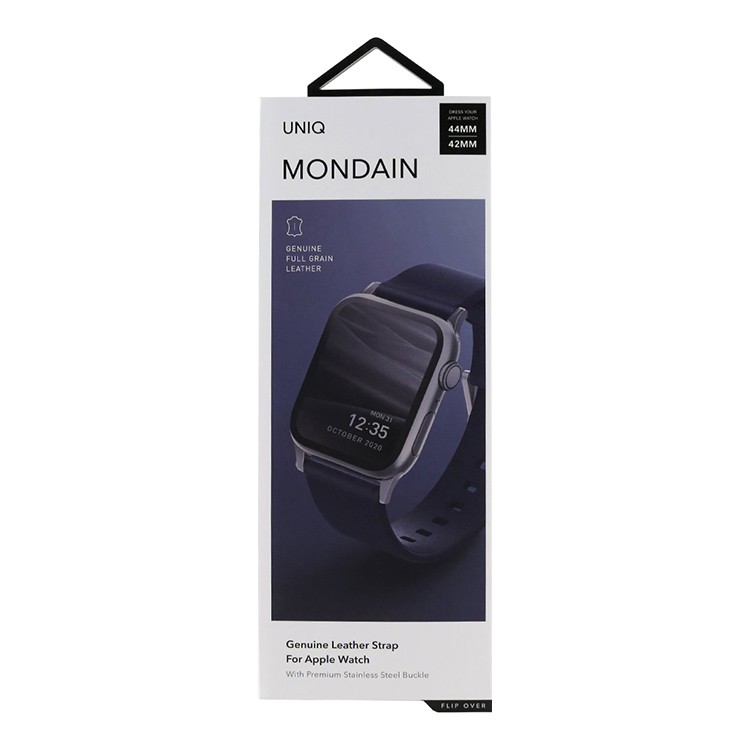 Ремешок Uniq для Apple Watch 44/42 mm Mondain Strap кожаный, синий