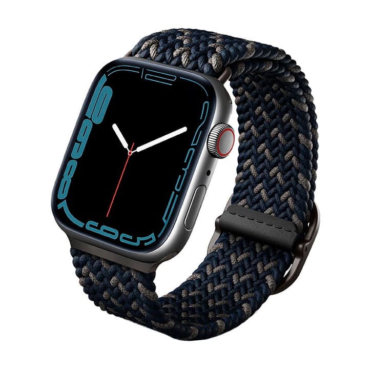 Фото — Ремешок для смарт-часов Uniq для Apple Watch 45/44/42 mm ASPEN Design Strap Braided, «синий обсидиан»