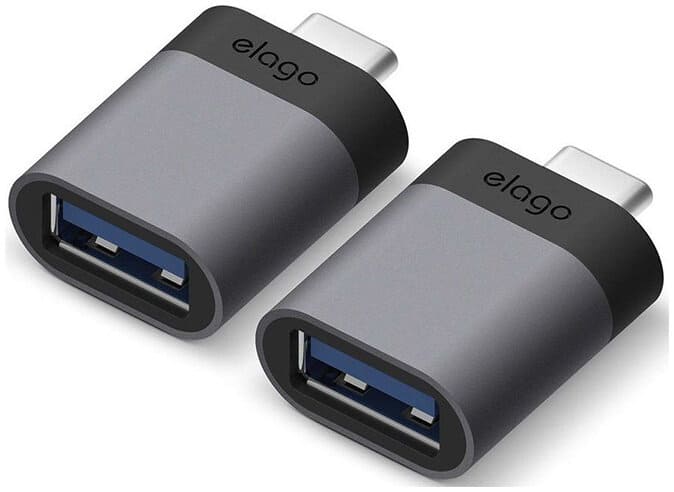 Фото — Elago USB-C - USB-A Mini aluminium (2 шт.), серый