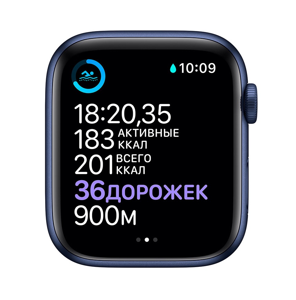 Apple Watch Series 6, 44 мм, алюминий синего цвета, спортивный ремешок «темный ультрамарин»