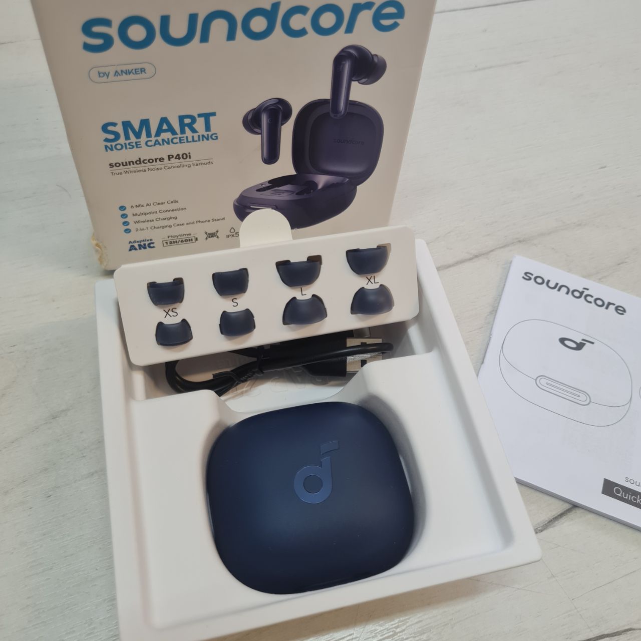 Фото — Беспроводные наушники Anker SoundCore P40i, синий (уценка)