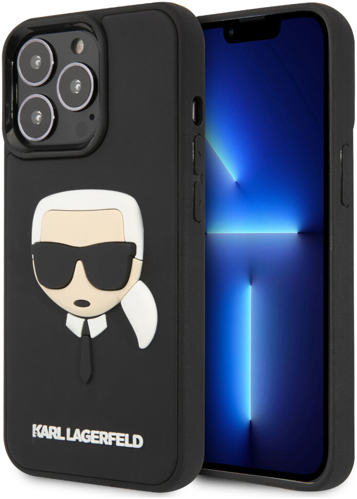 Фото — Чехол для смартфона Karl Lagerfeld 3D Rubber Karl's head Hard для iPhone 13 Pro, черный