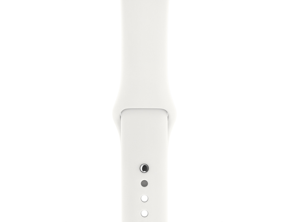 Apple Watch Series 3, 42 мм, алюминий серебристого цвета, спортивный ремешок белого цвета