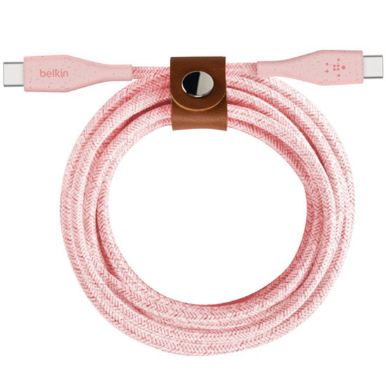 Фото — Кабель Belkin USB-C - USB-C, 1.2м, нейлон, розовый