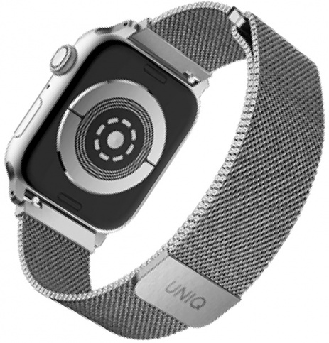 Фото — Ремешок для смарт-часов Uniq для Apple Watch 40/38 mm Dante Strap Mesh Steel, серебристый