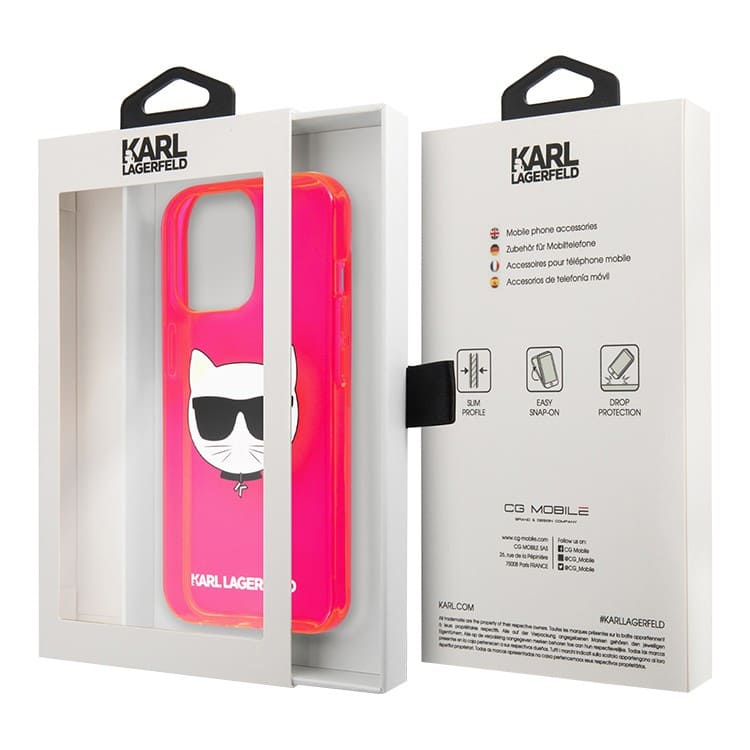 Фото — Чехол для смартфона Lagerfeld Choupette для iPhone 13 Pro Max, пластик, розовый градиент