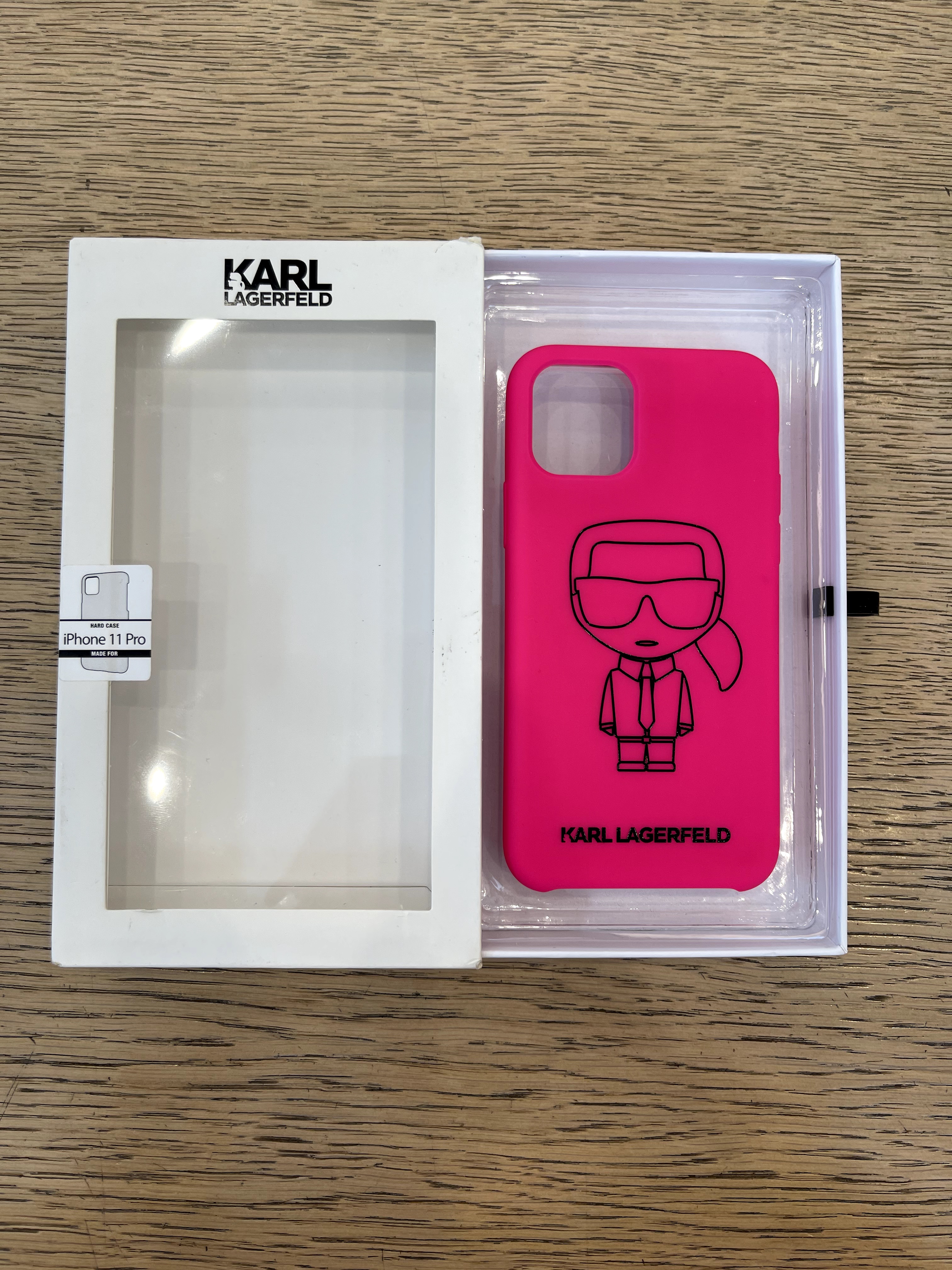 Фото — Чехол для смартфона Karl Lagerfeld для iPhone 11 Pro Liquid silicone Ikonik outlines Hard Pink/Black (уценка)