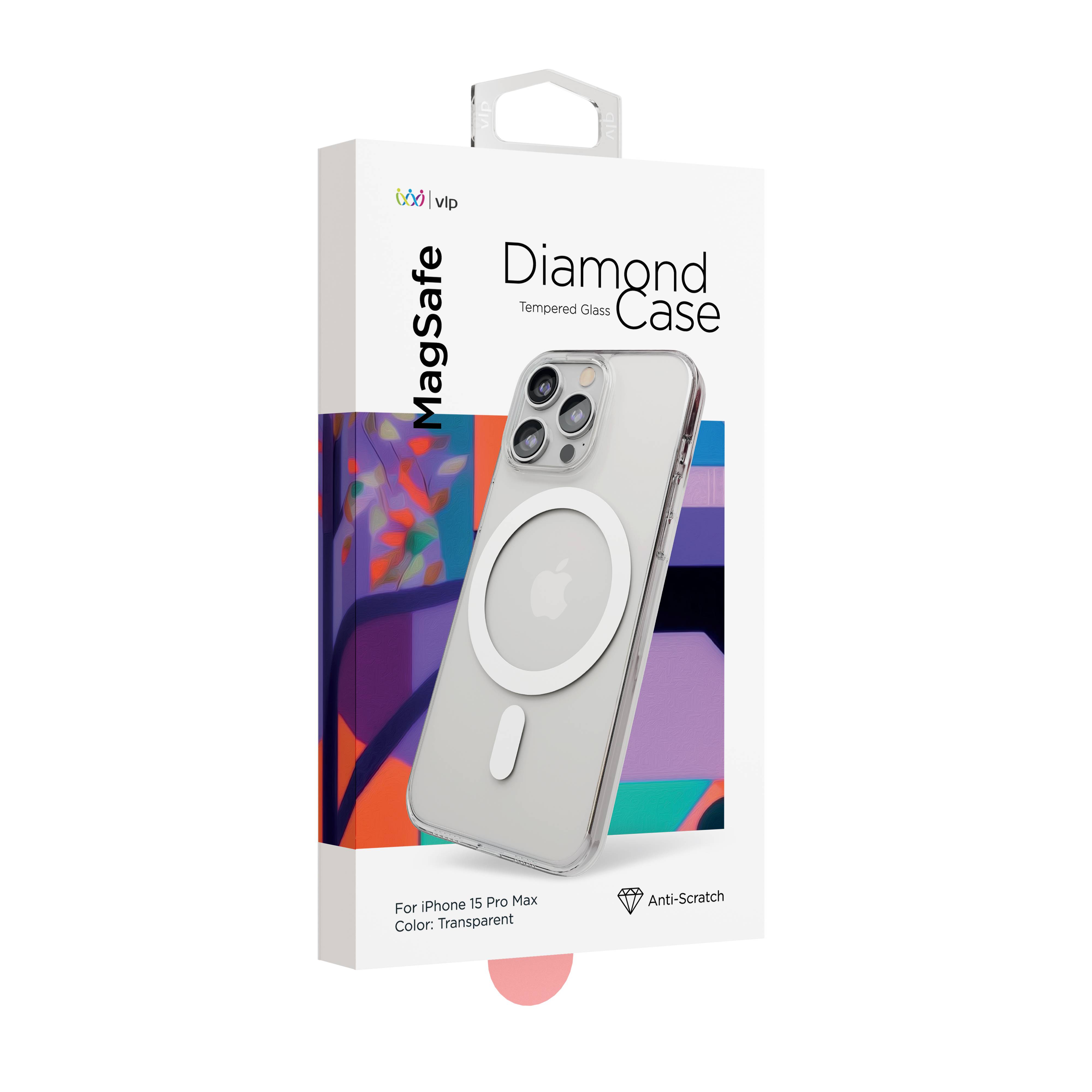 Фото — Чехол для смартфона "vlp" Diamond Case с MagSafe для iPhone 15 Pro Max, прозрачный