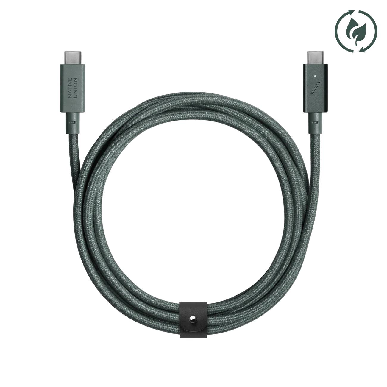 Фото — Кабель Native Union BELT cable type-c, USB-C/USB-C, 240W, 2,4м, зеленый