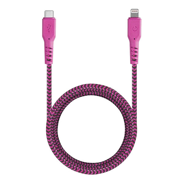 Кабель EnergEA FibraTough USB-C - Lightning MFI 1.5 м, розовый