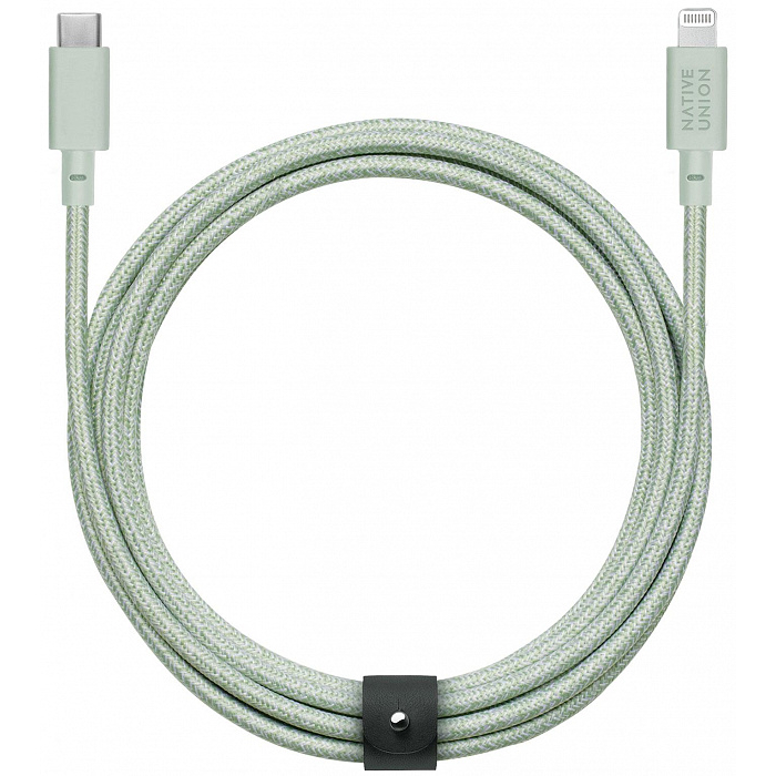 Фото — Кабель Native Union Belt Lightning на USB-C, 3 м, зеленый