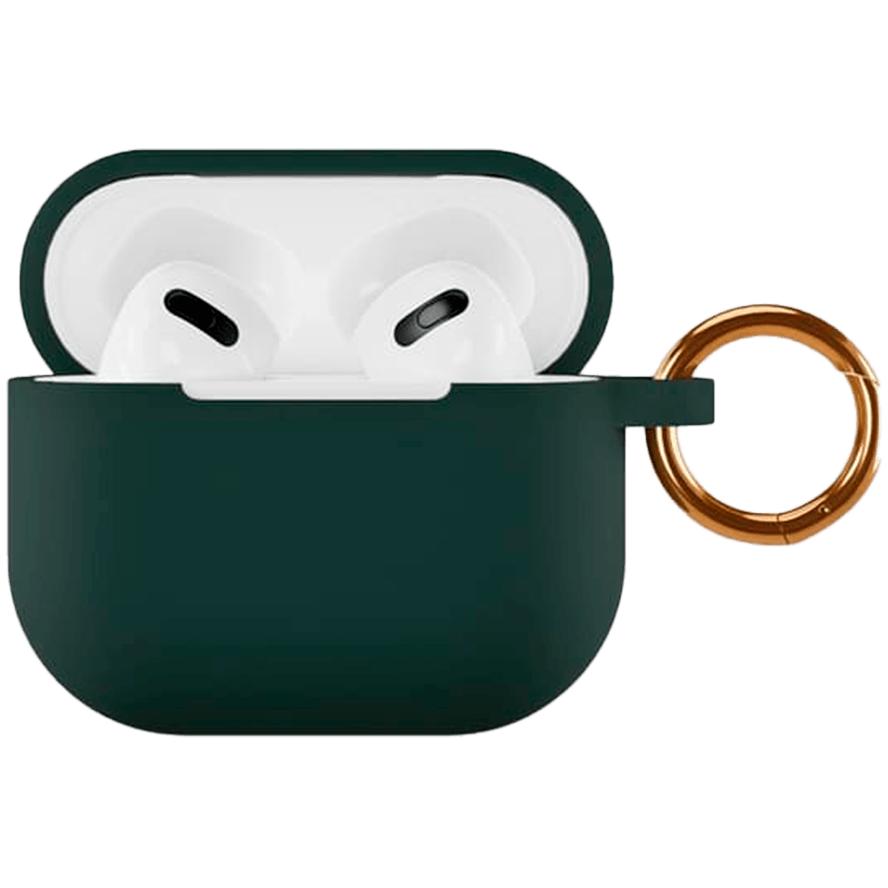Фото — Чехол для наушников vlp Soft Touch, с кольцом, для AirPods (3rd generation), темно-зеленый