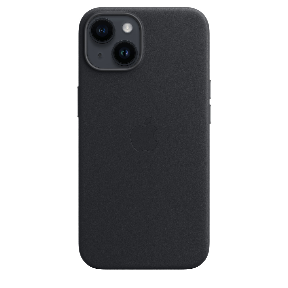 Фото — Чехол для смартфона iPhone 14 Leather Case with MagSafe, «темная ночь»