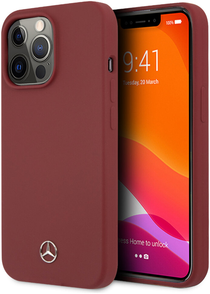 Фото — Чехол для смартфона Mercedes Liquid silicone для iPhone 13 Pro Max, красный