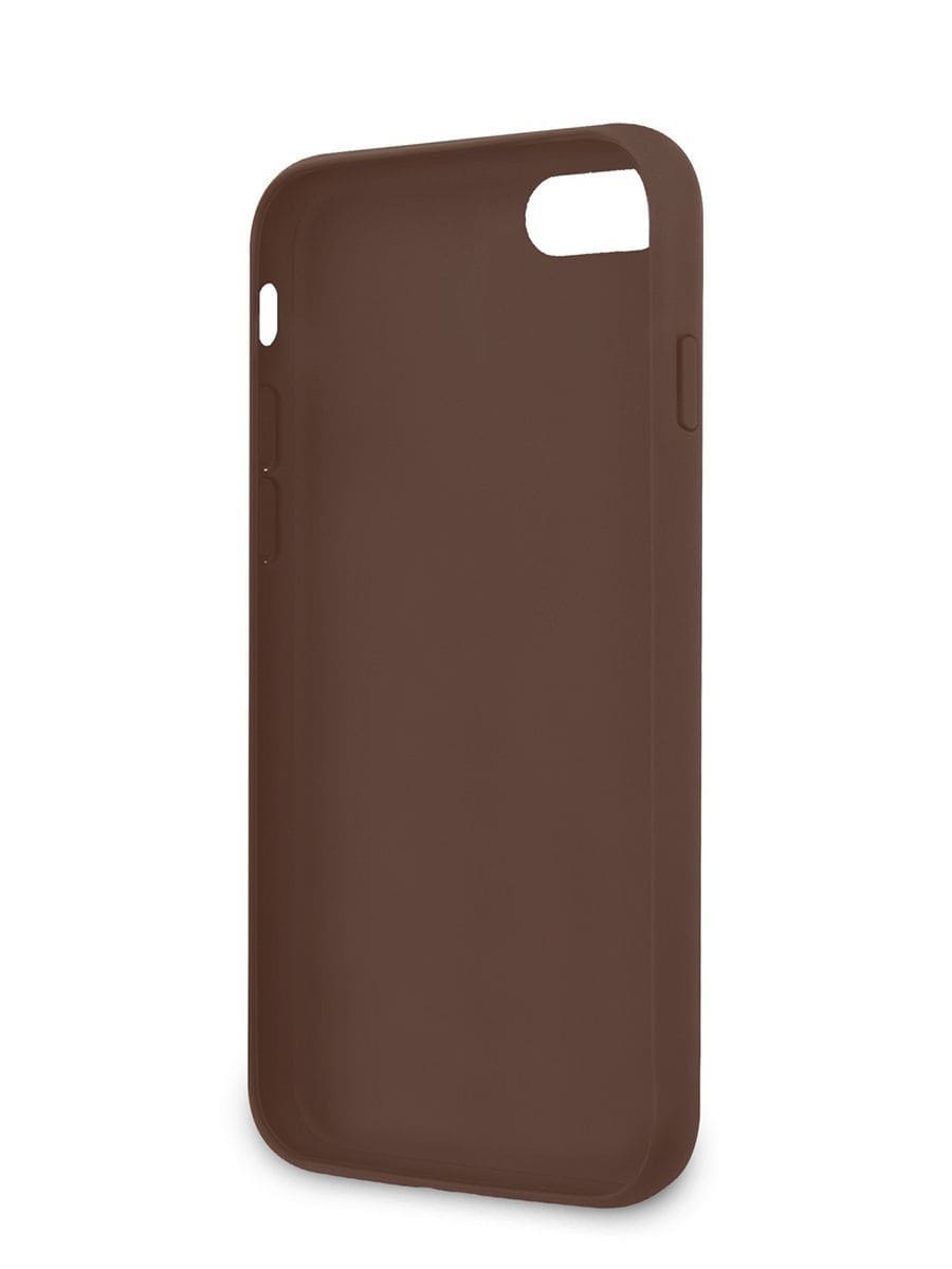 Фото — Чехол для смартфона Guess для iPhone 7/8/SE 2020 4G PU Stripe Metal logo Hard Brown