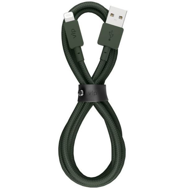 Фото — Кабель "vlp" Nylon Cable USB A - Lightning MFI, 1.2м, темно-зеленый