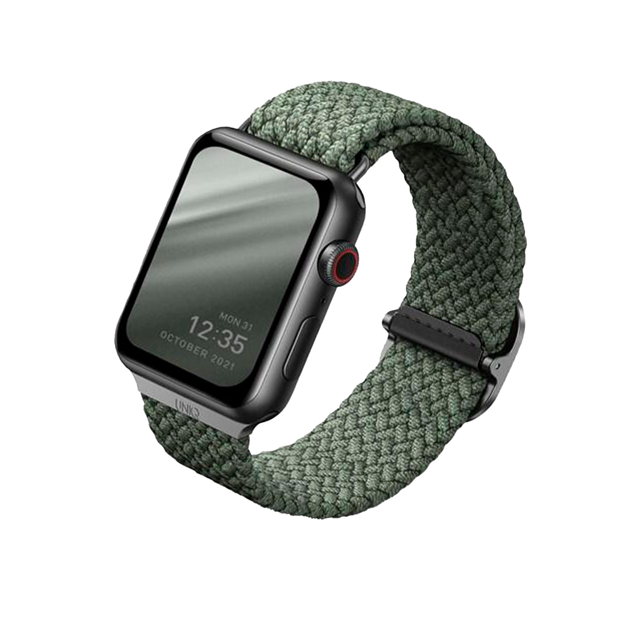 Фото — Ремешок для смарт-часов Uniq для Apple Watch 44/42 mm ASPEN Strap Braided, зеленый
