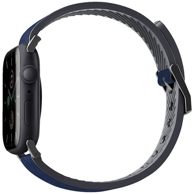 Фото — Ремешок для смарт-часов Uniq для Apple Watch 49/45/44/42 mm Straden Waterproof Leather/Silicone, синий