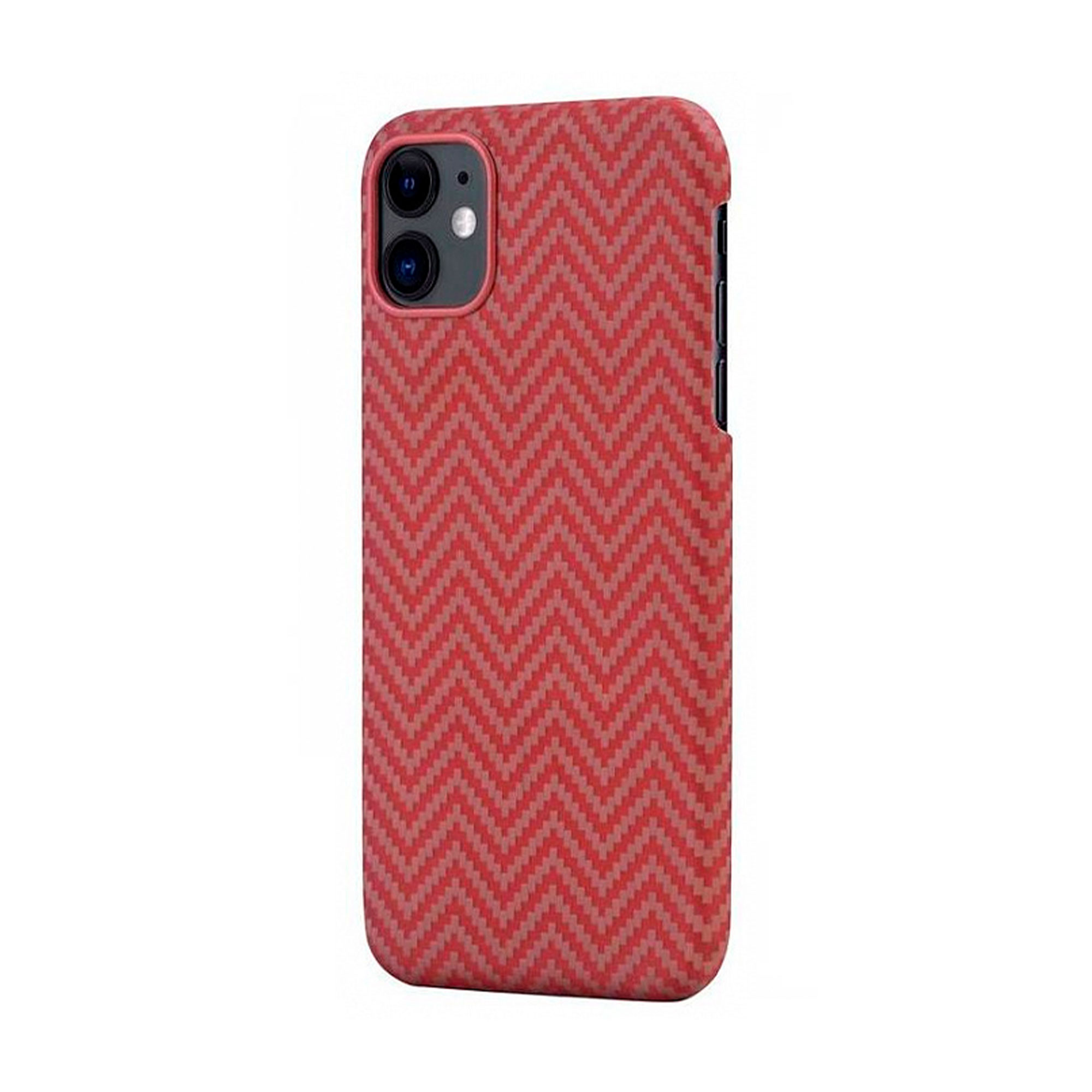 Фото — Чехол для смартфона Pitaka для iPhone 11, красно-оранжевый (мелкое плетение)