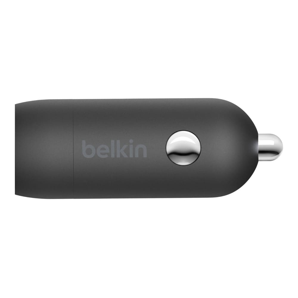 Фото — Автомобильное зарядное устройство Belkin USB-C + кабель USB-C - Lightning, 18Вт, черный