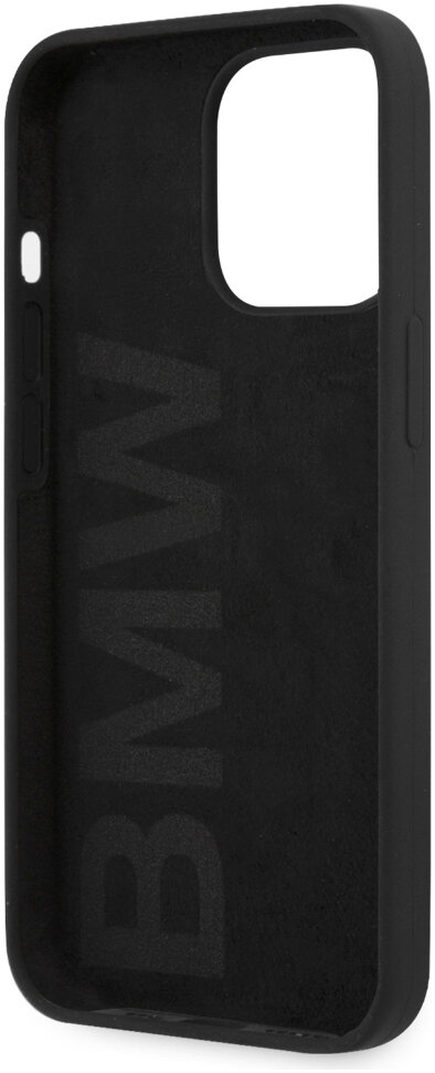 Фото — Чехол для смартфона BMW Liquid Silicone case metal logo для iPhone 13 Pro Max, черный