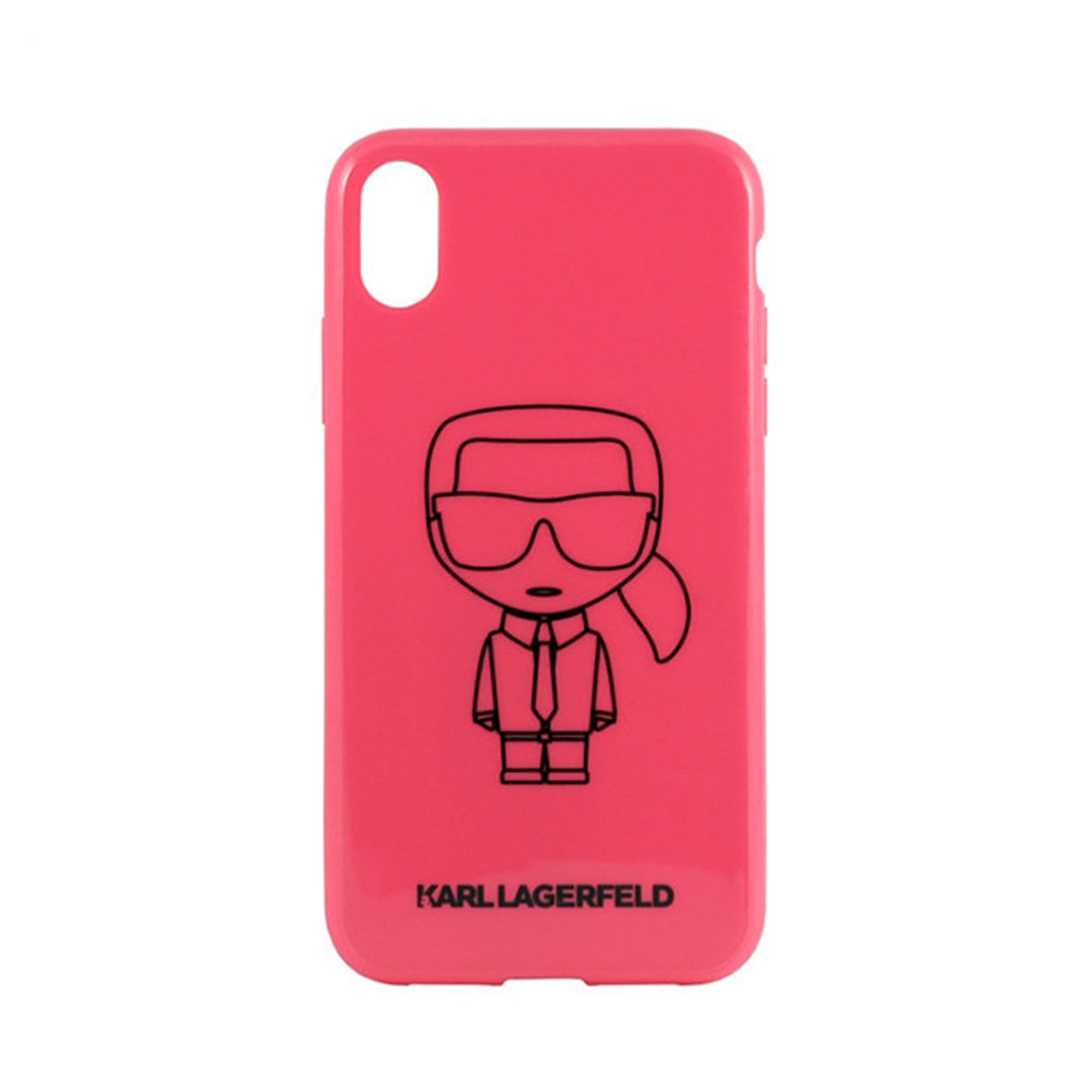 Lagerfeld для iPhone XS Max Ikonik outlines Hard PC/TPU Pink/Black