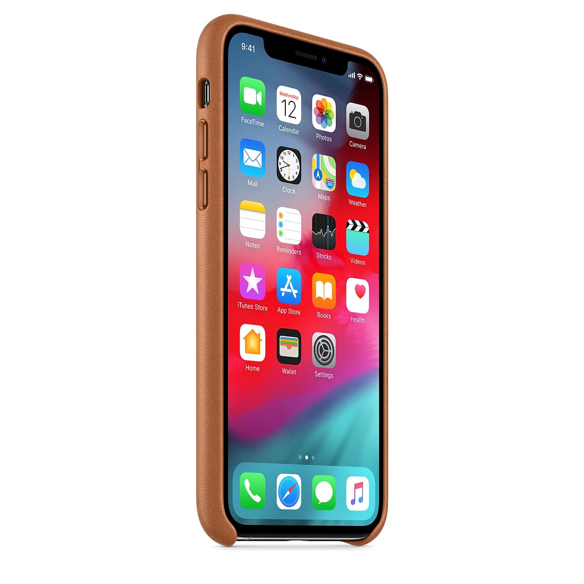 Фото — Чехол Apple Leather Case для iPhone X, золотисто-коричневый
