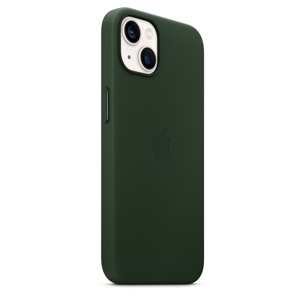 Фото — Кожаный чехол MagSafe для iPhone 13 mini, «зелёная секвойя»