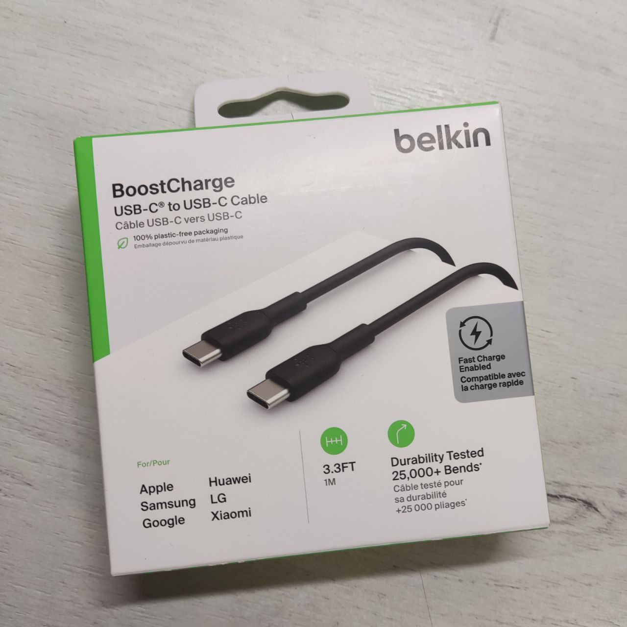 Фото — Кабель Belkin BoostCharge USB-C/USB-C, 1м, пластик, черный