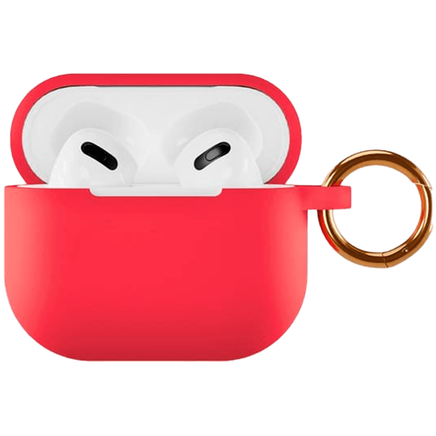 Фото — Чехол силиконовый vlp Soft Touch, с кольцом, для AirPods (3rd generation), красный