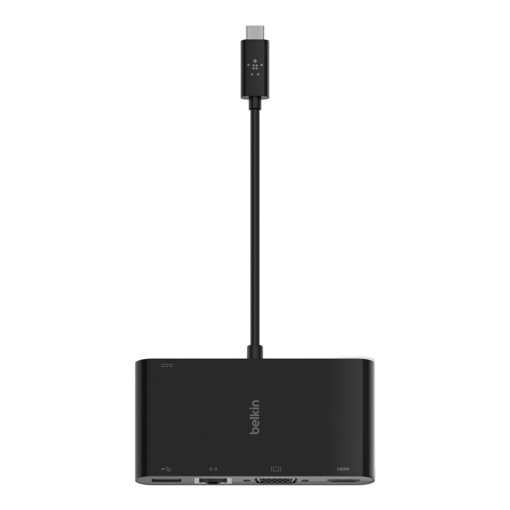 Фото — Адаптер Belkin USB-C (GB-ethernet, HDMI, VGA, USB-A 3.0), черный