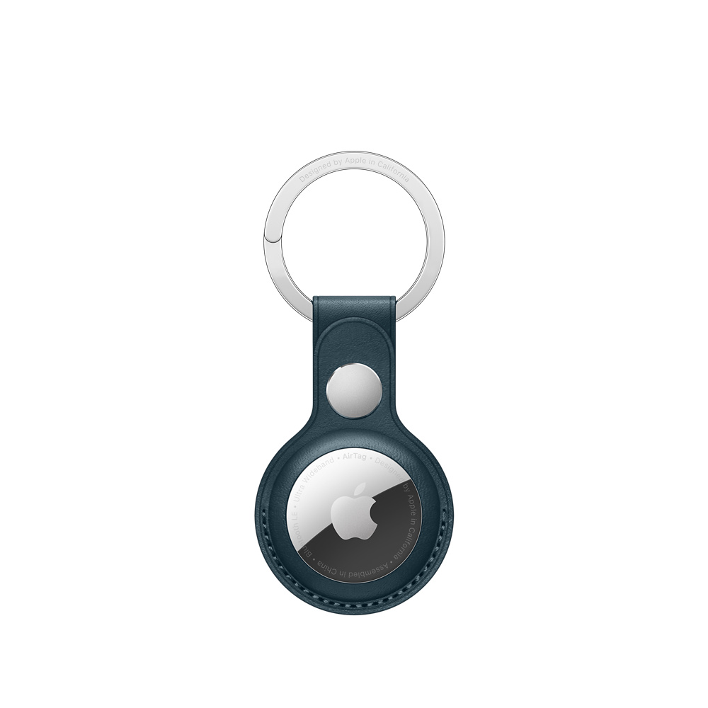 Брелок Apple AirTag с кольцом для ключей, кожа, «балтийский синий»