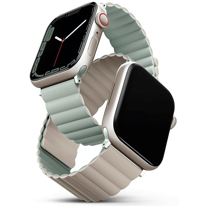 Ремешок для смарт-часов Uniq Revix Reversible для Apple Watch 45/44/42 mm, Magnetic, зеленый/бежевый